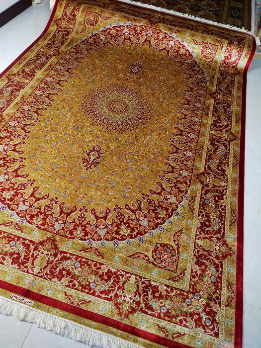 Hand Knotted Persian Design Pure Silk Rug Size: 271 x 186cm - Rugs Direct