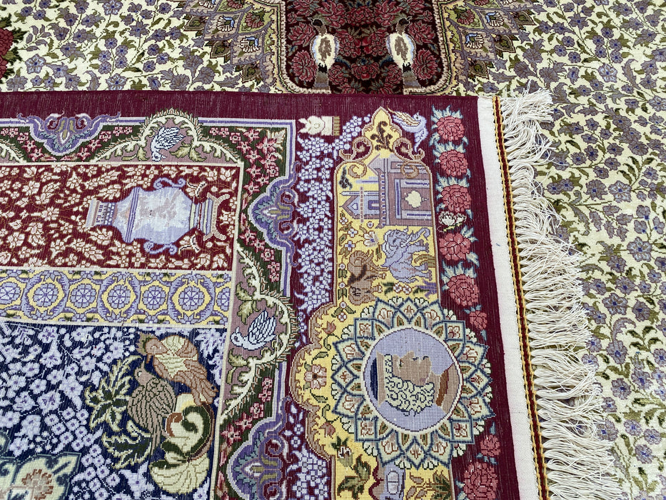 Hand Knotted Persian Design Pure Silk Rug Size: 264 x 182cm - Rugs Direct