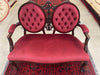 Antique Victorian Style Carved Wooden Velvet 2 Seater Couch - Rugs Direct