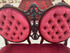 Antique Victorian Style Carved Wooden Velvet 2 Seater Couch - Rugs Direct