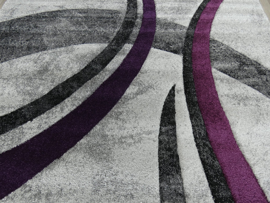 Abstract Modern Design Turkish Aroha Rug in Purple/ Grey/ Black