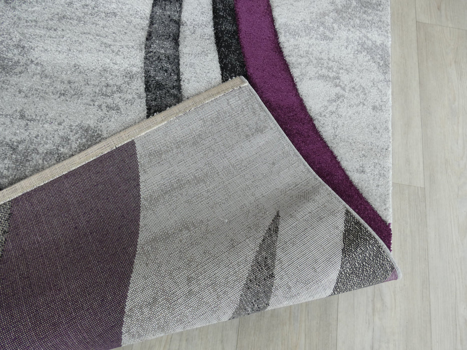 Abstract Modern Design Turkish Aroha Rug in Purple/ Grey/ Black