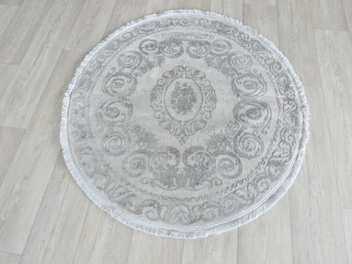 Luxurious Designer Grey Colour Round  Rug - Rugs Direct
