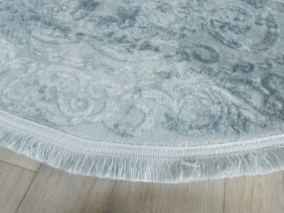 Luxurious Designer Overdyed Look Blue Colour Oval Shape Rug Size: 120 x 180cm - Rugs Direct