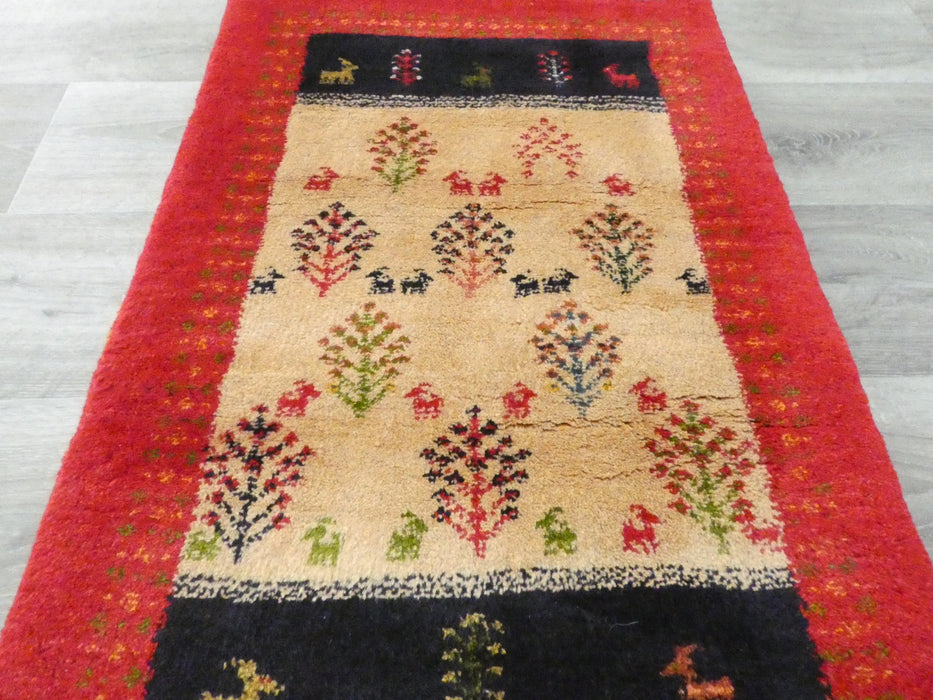 Authentic Persian Hand Knotted Gabbeh Rug Size: 90 x 61cm- Rugs Direct