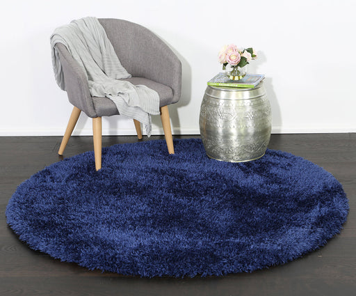 Dream Shaggy Navy Colour Turkish Round Rug - Rugs Direct
