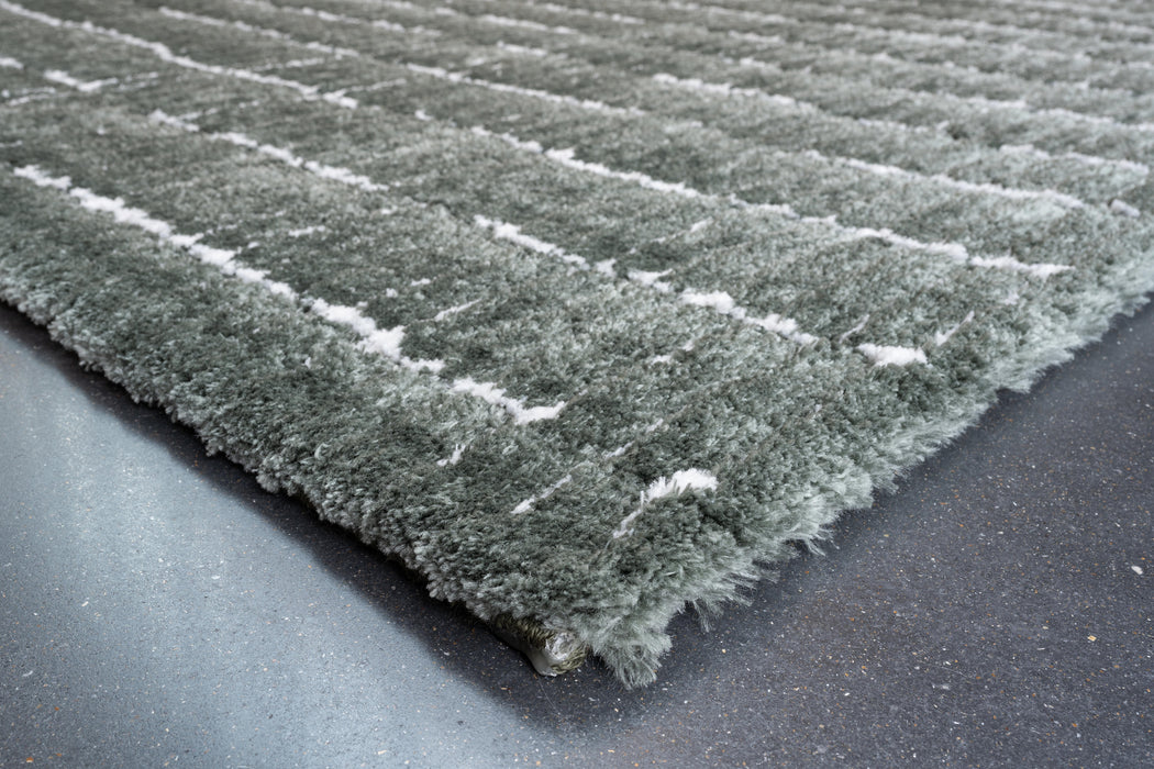 Luxurious Textured Modern Sage Green Masai Rug (14002-4363) - Rugs Direct