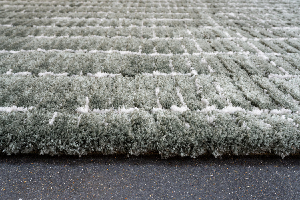 Luxurious Textured Modern Sage Green Masai Rug (14002-4363) - Rugs Direct