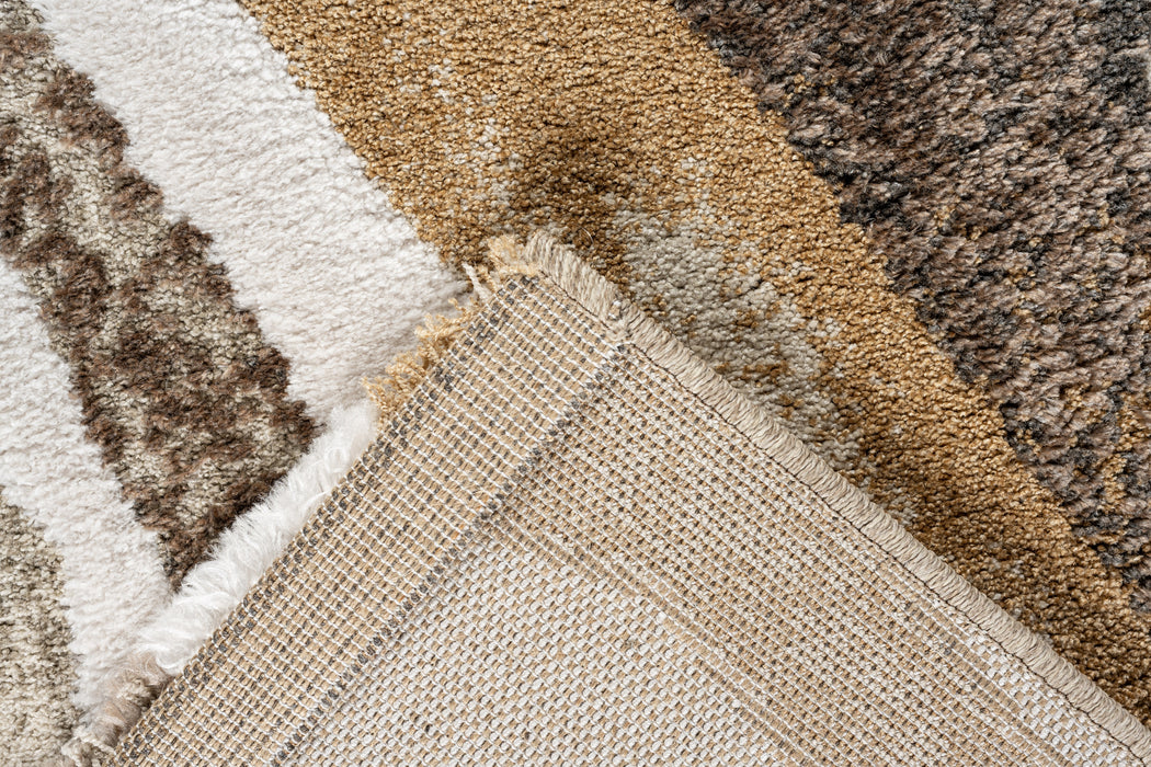 Earthy Brown & Beige Stripe Textured Linea Rug (20010-6161) - Rugs Direct