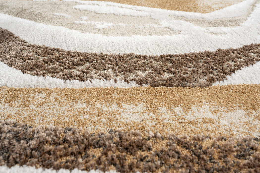 Earthy Brown & Beige Stripe Textured Linea Rug (20010-6161) - Rugs Direct