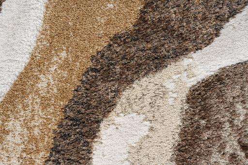 Earthy Brown & Beige Stripe Textured Linea Rug (20010-6161) - Rugs Direct
