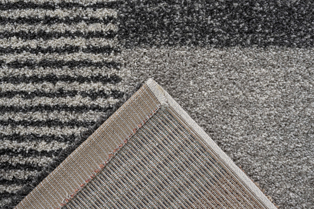 Multi-Pattern Block Design Mehari Square Shaggy Rug (23362-6747) Size: 200 x 200cm - Rugs Direct