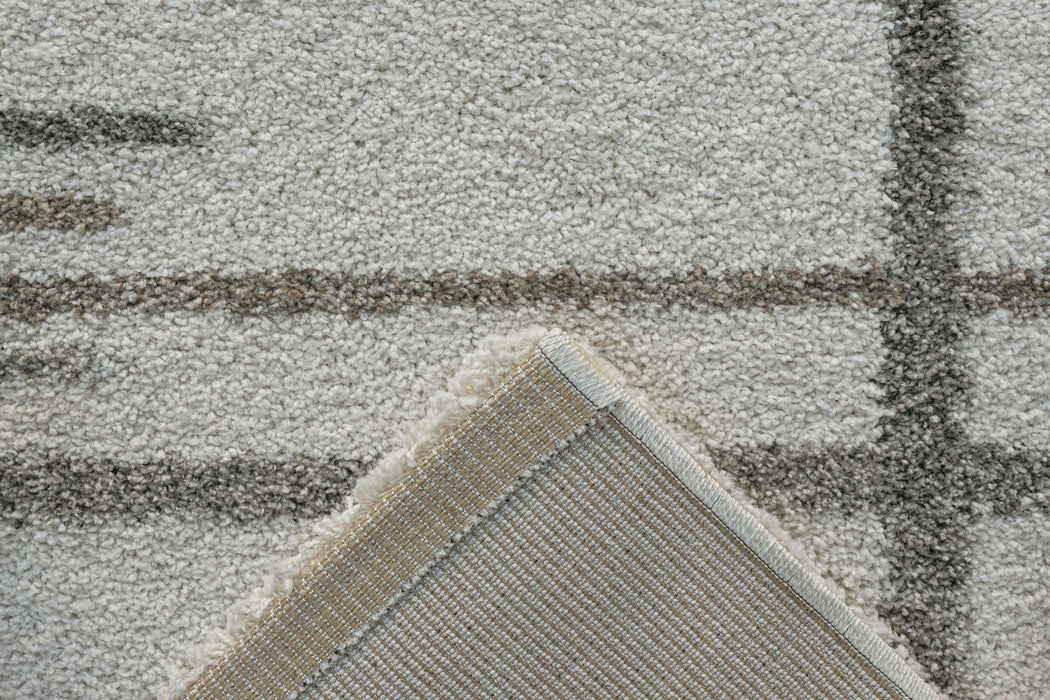 Contemporary Checkered Lines Mehari Shaggy Rug (23367-6262) Size: 200 x 290cm - Rugs Direct