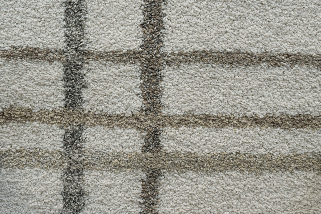 Contemporary Checkered Lines Mehari Shaggy Rug (23367-6262) Size: 200 x 290cm - Rugs Direct