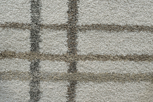 Contemporary Checkered Lines Mehari Shaggy Rug (23367-6262) Size: 200 x 290cm - Rugs Direct