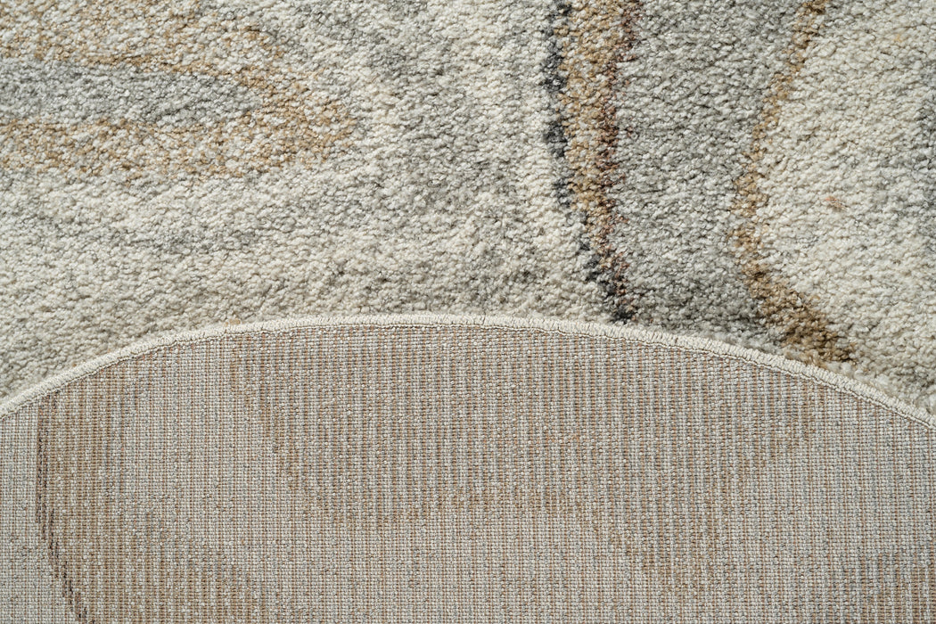 Modern Abstract Textured Mehari Shaggy Pebble Shape Rug Size: 160 x 230cm (23444-6777)