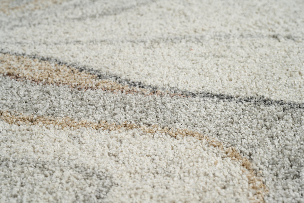 Modern Abstract Textured Mehari Shaggy Pebble Shape Rug Size: 160 x 230cm (23444-6777)