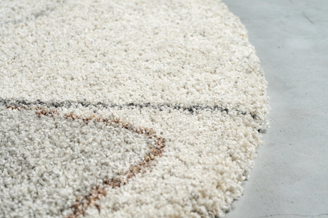 Modern Abstract Textured Mehari Shaggy Pebble Shape Rug Size: 160 x 230cm (23444-6777)