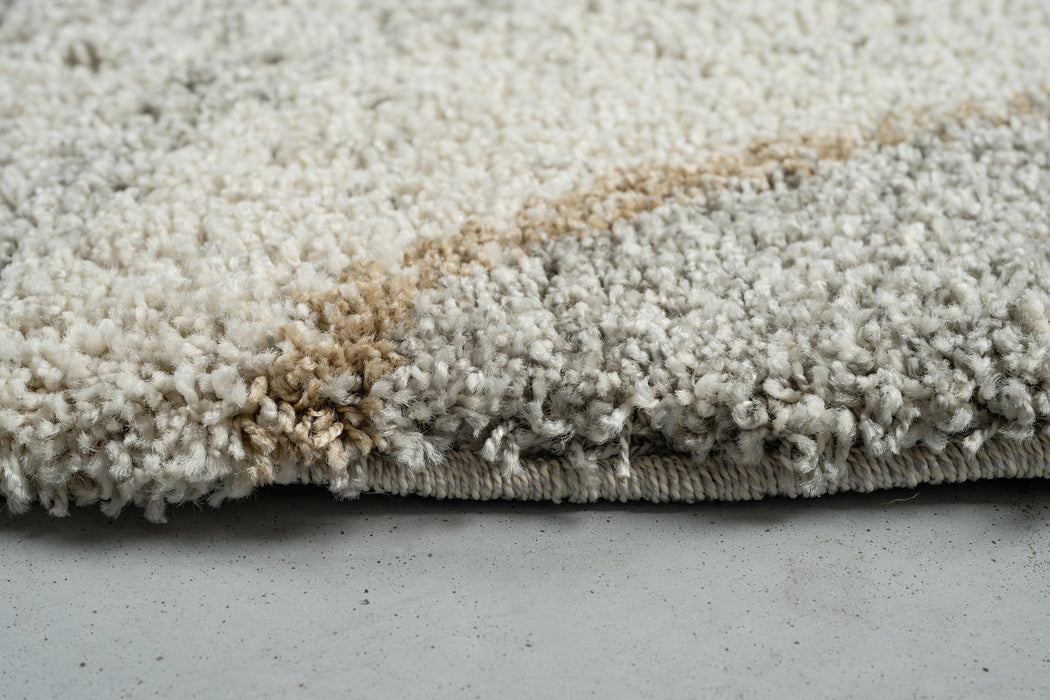 Modern Abstract Textured Mehari Shaggy Pebble Shape Rug Size: 160 x 230cm (23444-6777)