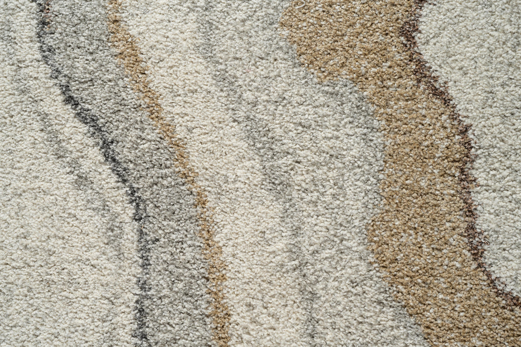 Modern Abstract Textured Mehari Shaggy Pebble Shape Rug Size: 160 x 230cm (23444-6777)