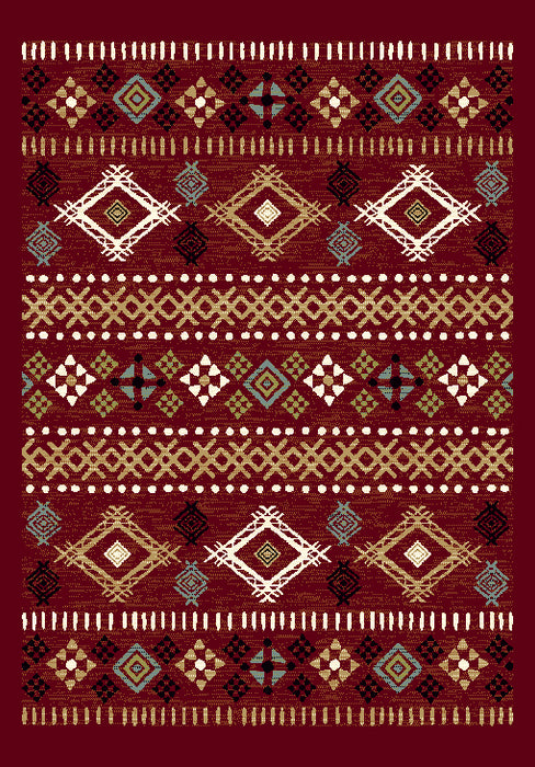 Aztec Design Infinity Red Colour Rug Size: 160 x 230cm (32567-1372)- Rugs Direct 