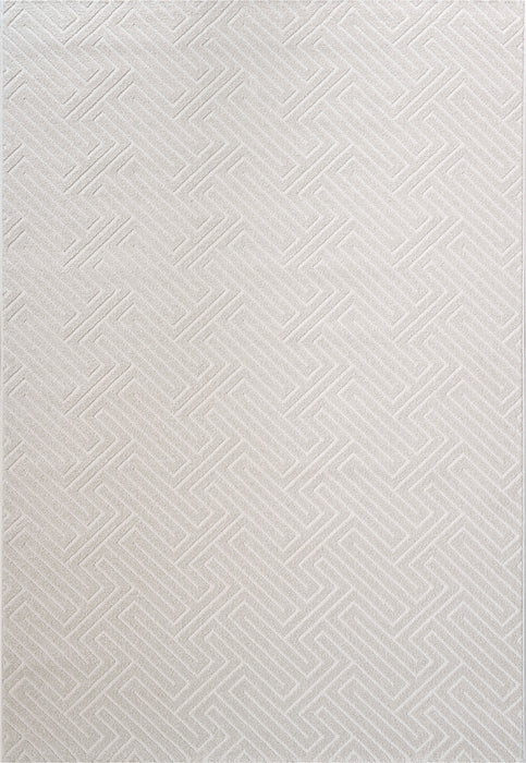 Luxurious Geometric Ivory Textured Trentino Rug - Rugs DIrect