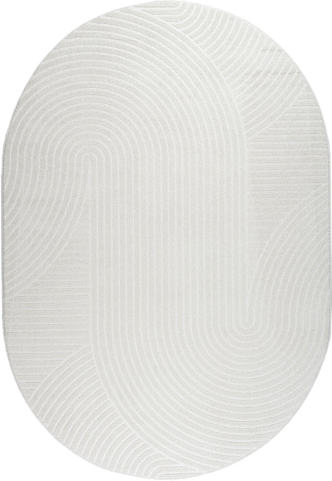 Contemporary Minimalist Arch Line Textured Trentino Oval Rug (41061-6161) Size: 160 x 230cm - Rugs Direct