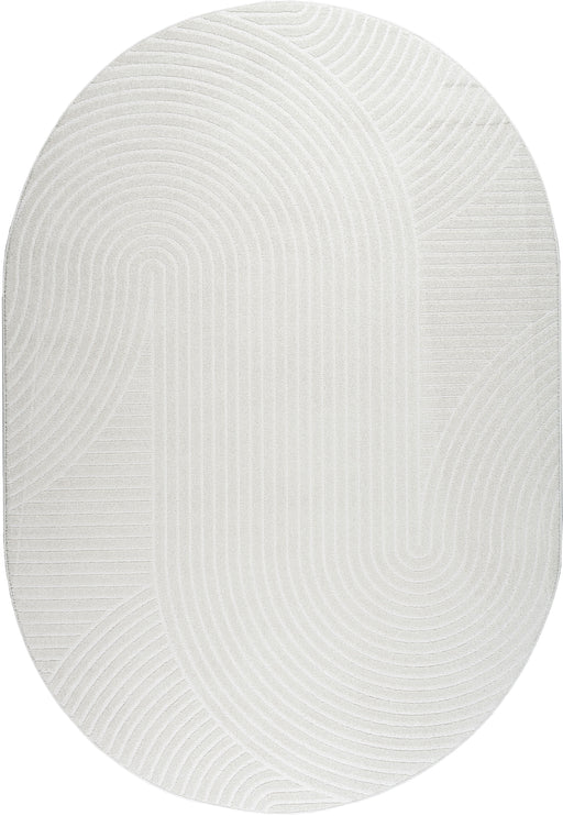 Contemporary Minimalist Arch Line Textured Trentino Oval Rug (41061-6161) Size: 160 x 230cm - Rugs Direct