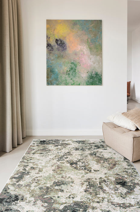 Abstract Distressed Pattern Argentum Rug- Rugs Direct