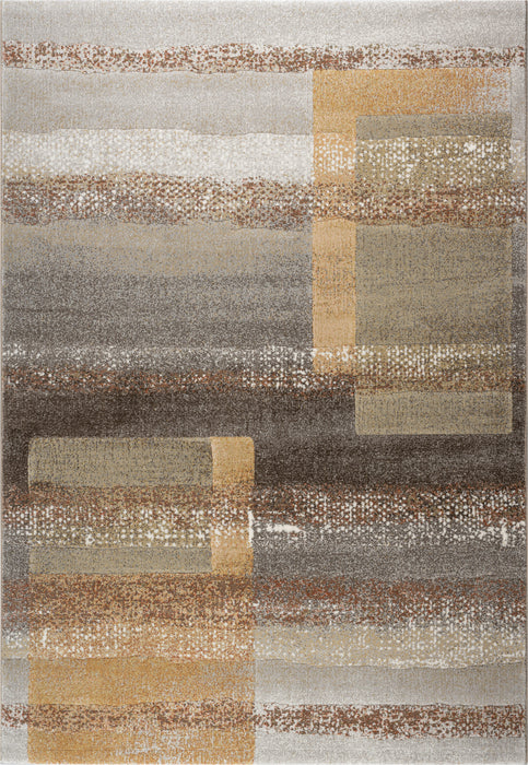 Nordic Charcoal & Earthy Brown Abstract Stripe Argentum Rug (63026-7248) - Rugs Direct
