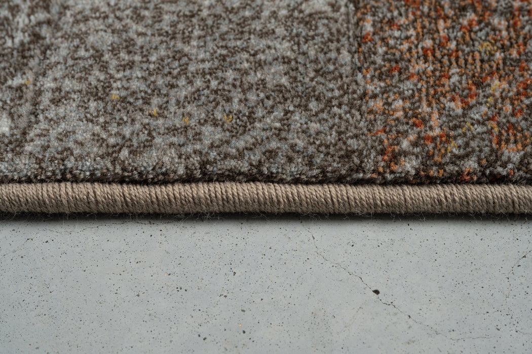 Nordic Charcoal & Earthy Brown Abstract Stripe Argentum Rug (63026-7248) - Rugs Direct