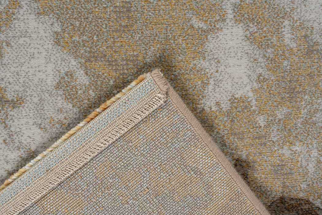 Contemporary Earthy Gold & Beige Distressed Abstract Argentum Rug (63040-9289) Size: 200x290cm - Rugs Direct