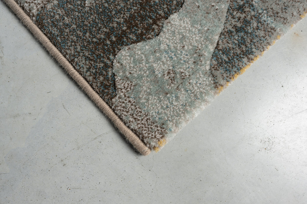 Distressed Botanical Teal & Grey Argentum Rug Size: 200 x 290cm (63056-5239) - Rugs Direct