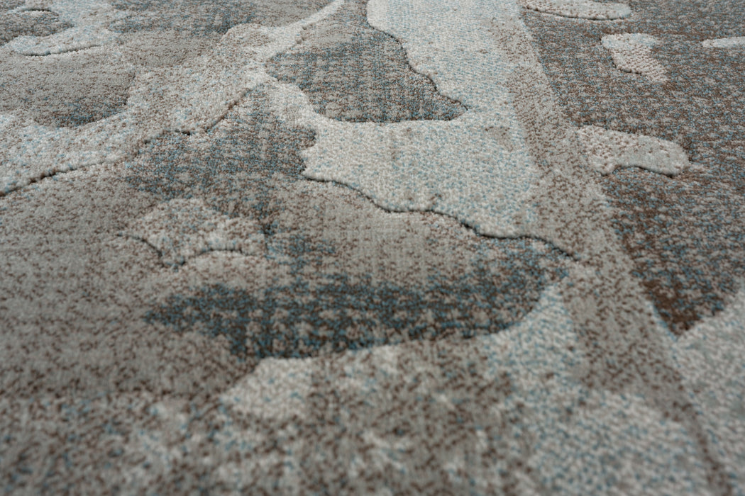 Distressed Botanical Teal & Grey Argentum Rug Size: 200 x 290cm (63056-5239) - Rugs Direct