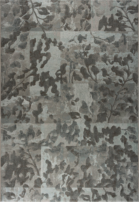 Distressed Botanical Teal & Grey Argentum Rug Size: 200 x 290cm (63056-5239) - Rugs Direct