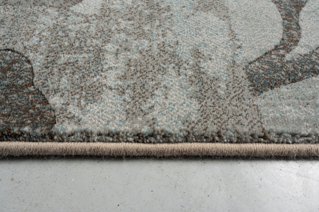 Distressed Botanical Teal & Grey Argentum Rug Size: 200 x 290cm (63056-5239) - Rugs Direct