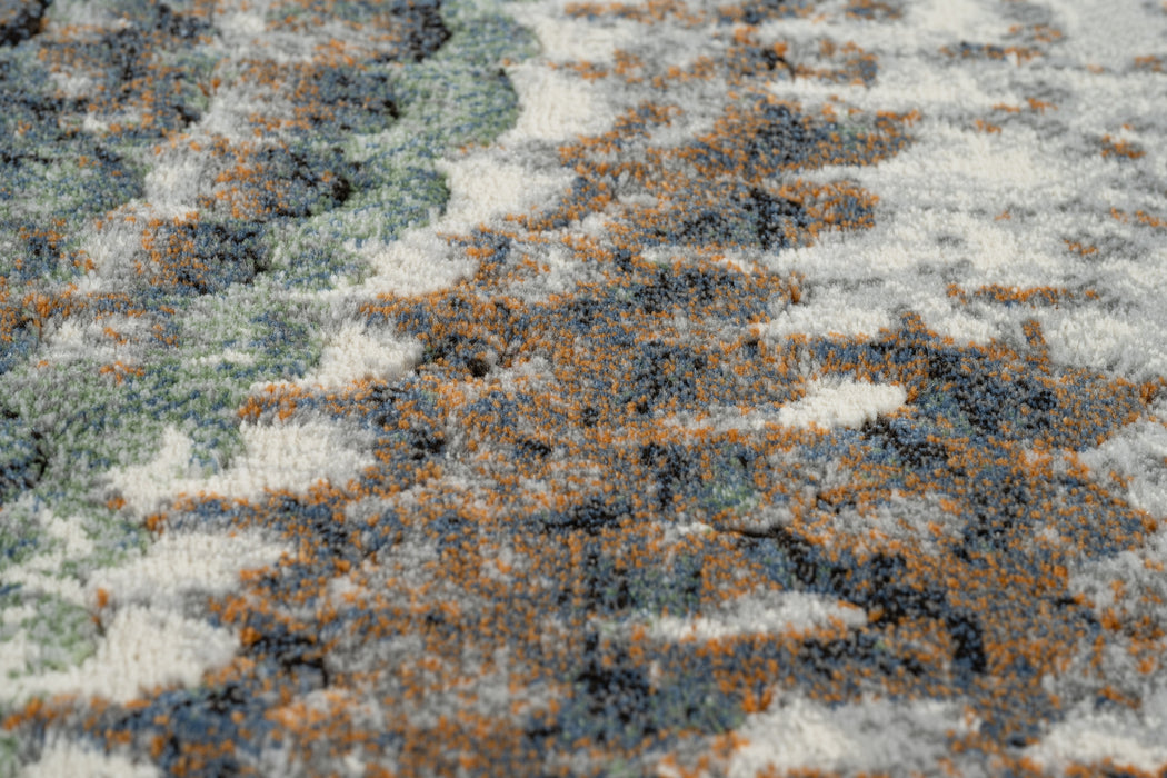 Modern Marbled Teal & Taupe Wave Abstract Argentum Rug Size: 160 x 230cm (63059-6646) - Rugs Direct