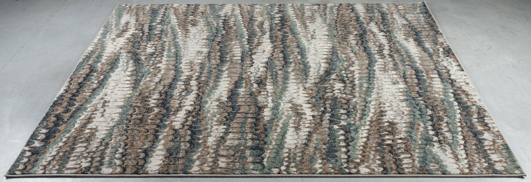 Modern Marbled Teal & Taupe Wave Abstract Argentum Rug Size: 160 x 230cm (63059-6646) - Rugs Direct
