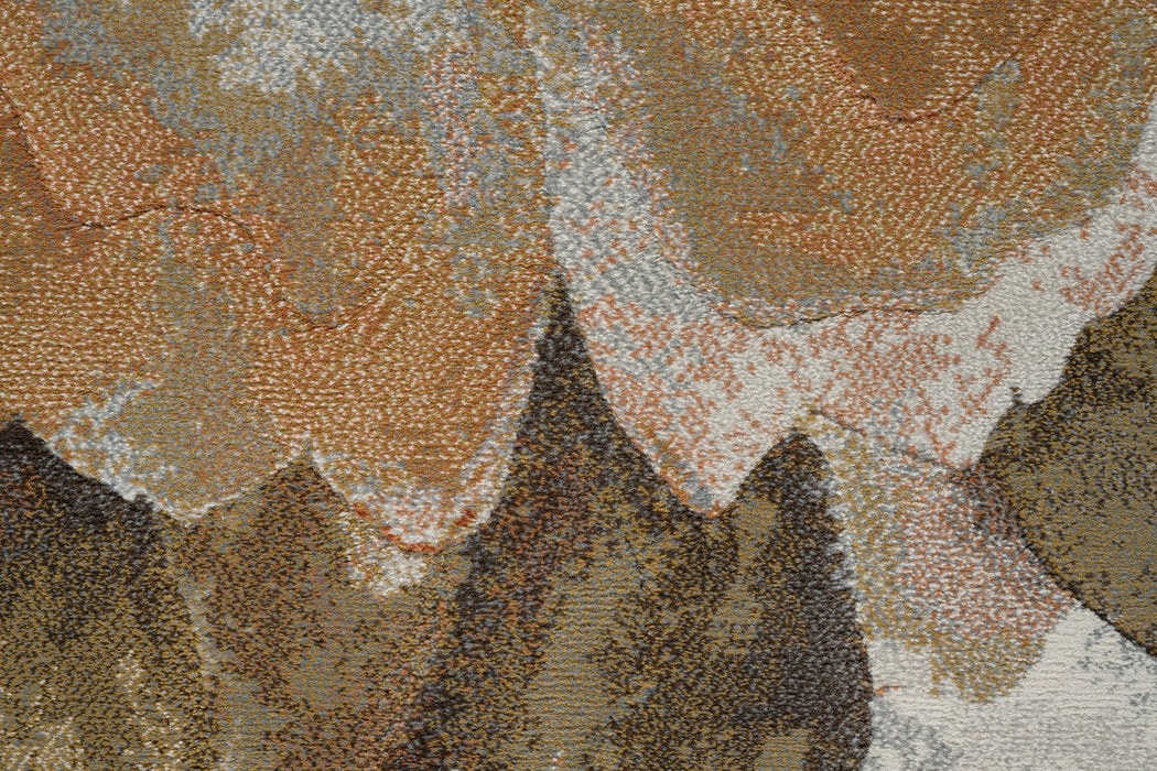 Floral Design Oval Argentum Rug (63421-4248) Size: 200 x290cm- Rugs Direct