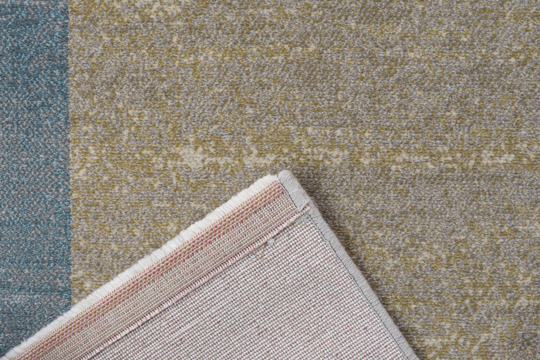 Modern Slate Blue & Sage Geometric Block Argentum Rug Size: 200 x 290cm (63505-5250) - Rugs Direct