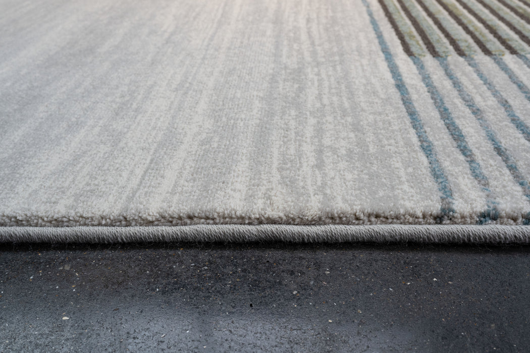 Modern Slate Blue & Sage Geometric Block Argentum Rug Size: 200 x 290cm (63505-5250) - Rugs Direct