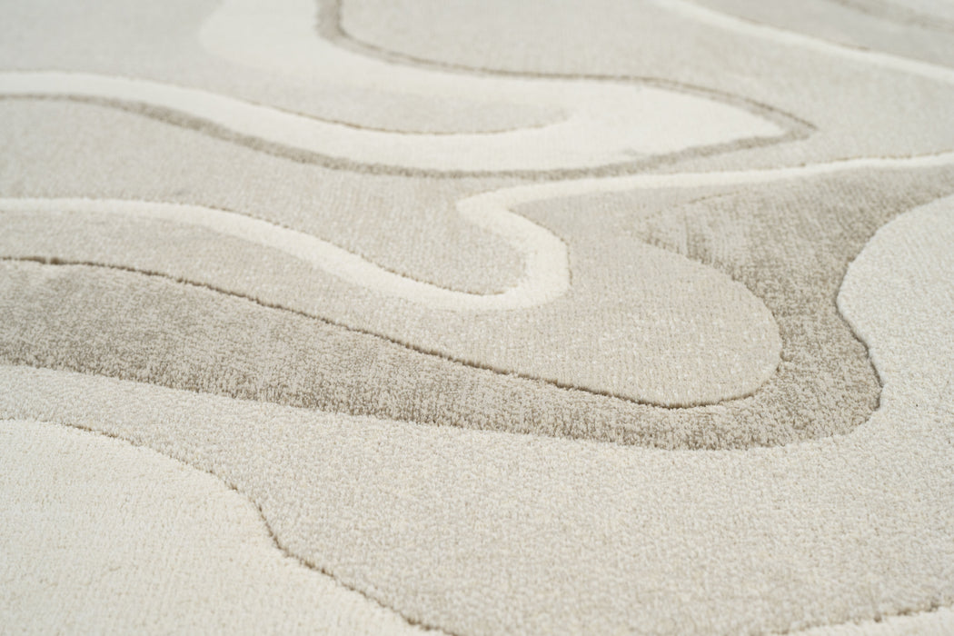 Modern Abstract Design Argentum Pebble Shape Rug Size: 160 x 230cm (63542-6575)
