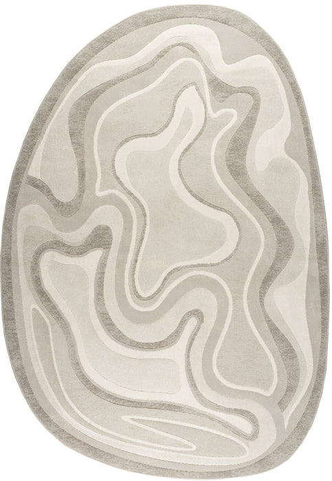 Modern Abstract Design Argentum Pebble Shape Rug Size: 160 x 230cm (63542-6575)