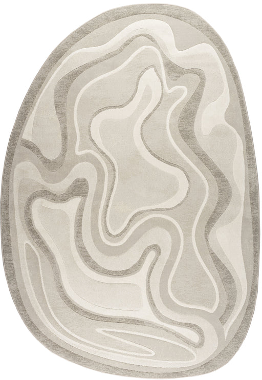 Modern Abstract Design Argentum Pebble Shape Rug Size: 160 x 230cm (63542-6575)