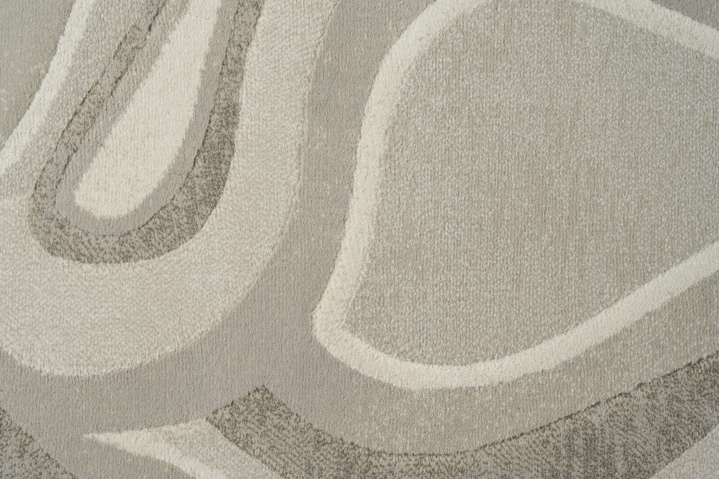 Modern Abstract Design Argentum Pebble Shape Rug Size: 160 x 230cm (63542-6575)