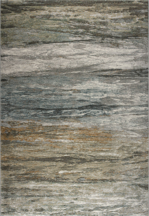 Coastal Distressed Landscape Multi-Tonal Argentum Rug (63814-1219) b- Rugs Direct