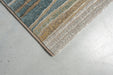 Modern Ochre & Slate Blue Linear Stripe Argentum Rug Size: 160 x 230cm (63892-1219) - Rugs Direct