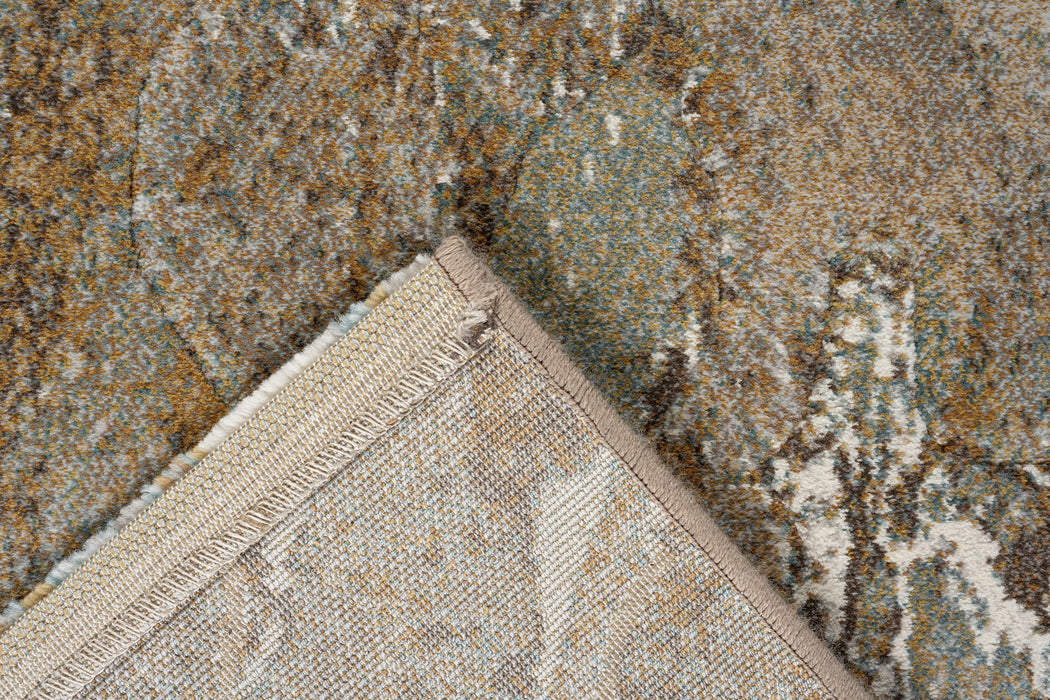 Nordic Warm Taupe & Gold Marble Abstract Argentum Rug (63974-1219) - Rugs Direct