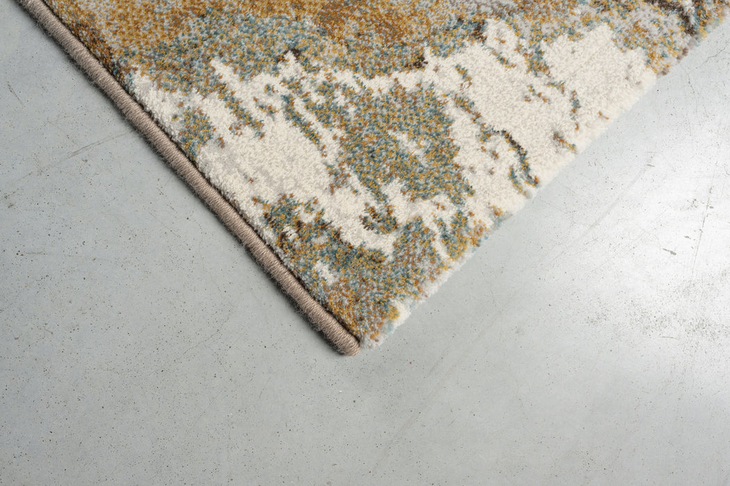 Nordic Warm Taupe & Gold Marble Abstract Argentum Rug (63974-1219) - Rugs Direct