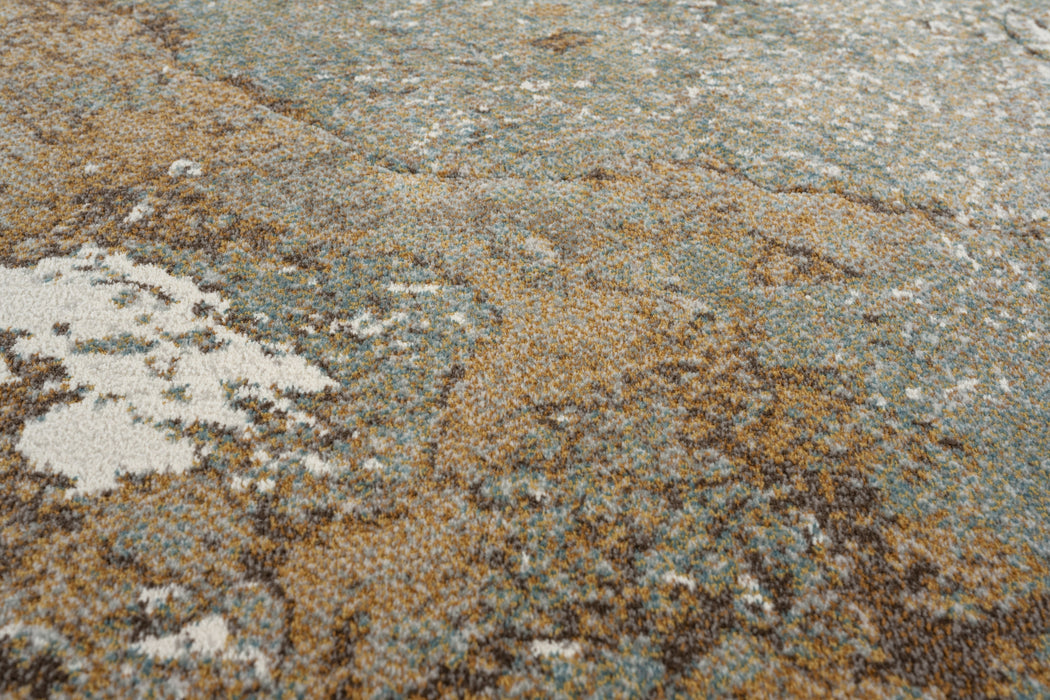 Nordic Warm Taupe & Gold Marble Abstract Argentum Rug (63974-1219) - Rugs Direct